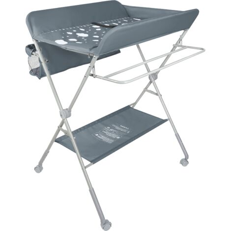 Haloyo® Fasciatoio pieghevole, fasciatoio con ruote, con ripiani portaoggetti, 0-36 mesi, 77x63x101 cm, grigio scuro