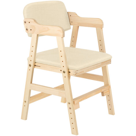 Haloyo® Sedia per bambini regolabile, seggiolone per neonati, in legno di faggio alto, 48x46x78cm, beige (1/5)