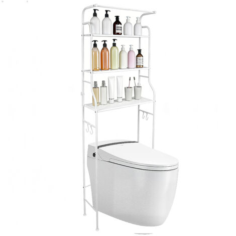 Haloyo® Mensola da bagno, mobiletto sopra il WC con 3 ripiani, per bagno, WC, balcone, 47x26x160 cm - Bianco