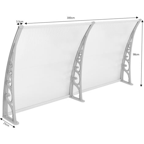 Pensilina Tettoia per Porta, in Alluminio, Tenda da Veranda Pensilina, per  Porta o Finestra per Esterno
