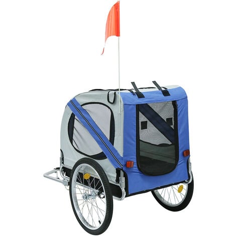 EASYCOMFORT Rimorchio Bici per Cani sotto i 30kg con Porta Anteriore e  Posteriore, Finestre a Rete e Tetto Apribile, 150x82x98-108cm