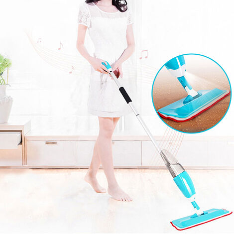 Scopa con testa rotante a Mop in fibra superfinita Secchio con doppio  scomparto Mocio Auto Clean Mop spray mop blu