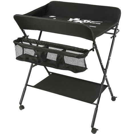 Tavolo per pannolini con ruote, pieghevole, fasciatoio portatile, 5 livelli regolabili, cestino portaoggetti da appendere per neonato, per camera dei bambini, 75 x 68 x 83-91 cm (B) verde