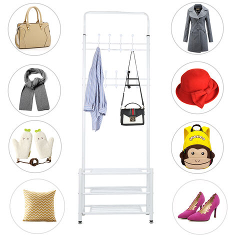 Appendiabiti Con Scarpiera E Panca - In Legno E Metallo, Grigio, Per Ingresso O Camera - Foto 11