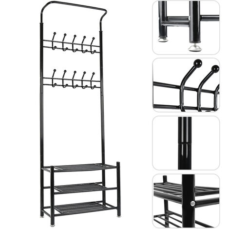 YAHEETECH - Stand Appendiabiti A 3 Ripiani Con Scarpiera Vintage