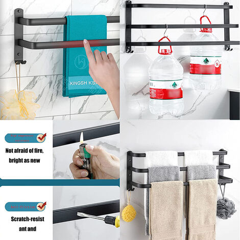 Portasciugamani Da Parete In Alluminio, Portasciugamani Da Bagno A 3 Livelli Con Ganci Impermeabile Per Bagno Cucina Toilette 85827970