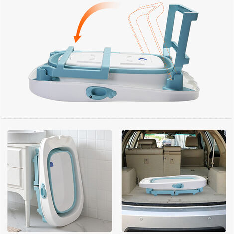 Vasca Da Bagno Pieghevole Per Bambini Con Rilevamento Temperatura, Design Panda, Incluso Cuscino, Per Neonati 0-36 Mesi - 3