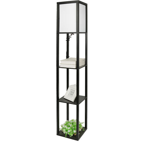 Lampada da Terra con Ripiani in Legno Mensola Lampada Verticale dell'Angolo per Camera da Letto 2626159cm nero (1/5)