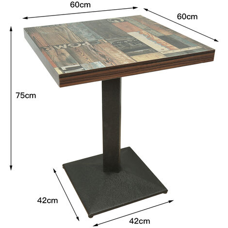 Tavolino Da Bar Quadrato Design Industriale - 105x60x60 Cm, Metallo Verniciato Rosso, Per Interni Ed Esterni