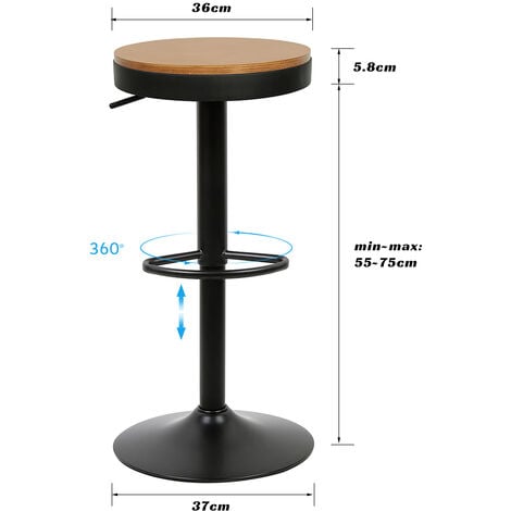 Sgabello Alto Regolabile in Acciaio e Legno, sgabelli cucina moderni set 2  sedia alta da bar