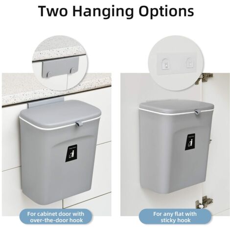Piccolo Cestino Rifiuti Da Cucina 3L HoUKehold | Contenitore Per Avanzi Con Coperchio Flip-top, Da Appoggio - 2