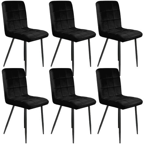 Set di 6 sedie in velluto Nero per sala da pranzo- Sedia da Pranzo Velluto  Senza Braccioli Salotto Imbottite Cucina