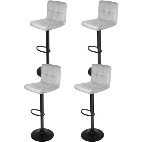 Set 4 Sgabelli Da Bar Industriali - Senza Schienale Con Poggiapiedi, Bianco E Nero - Foto 3