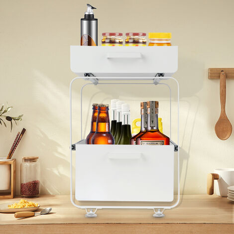 Organizzatore Estraibile Per Sottolavello In Bambù 2 Ripiani: Ripiano A L Per Cucina E Bagno - Ottimizza Lo Spazio Con Cassetto Scorrevole