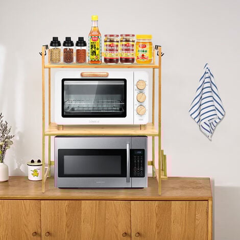 Mensola Supporto Per Microonde - Organizer Cucina Multifunzione Bianco