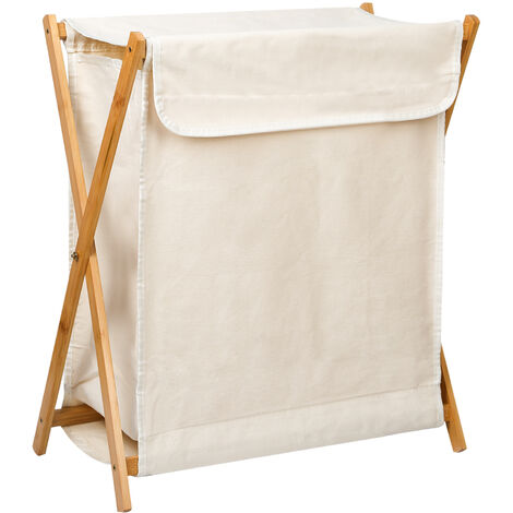 Cesto Portabiancheria Pieghevole Da Appendere Bianco, Grande E Pop Up Con Maniglie E Gancio Per Bagno E Camera Da Letto, 59x37x19 Cm, Salvaspazio E Traspirante - 3