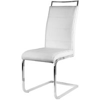 Haloyo set di 10 sedie da pranzo in PU, sedia da cucina, gambe cromate, bianco
