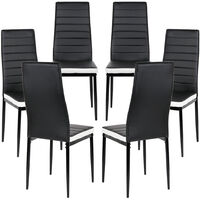 Set 6 Sedie Imbottite per Sala da Pranzo con Rivestimento in Similpelle Haloyo®,Principale nero e secondario bianco