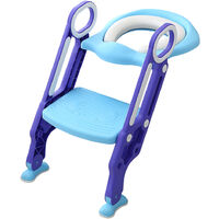 Sedile rialzato maschi e femmine,Haloyo®,portatile pieghevole,Pieghevole Kit Toilette Trainer Step Up con Cuscino Tenero,blu viola