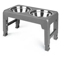 Ciotole Acqua rialzate per Cani,Haloyo®,Ciotole per Cani Rialzate,con 3 Altezze Regolabile,per Cani Piccolo,Medio e Grande,44 x 24 x 8cm,grigio