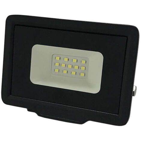Projecteur LED 10W (50W) Noir Étanche IP65 800lm - Blanc du Jour 6000K