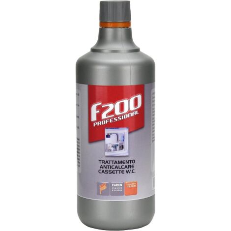 Détartrant F200 pour réservoirs de chasse d'eau – Élimine dépôts calcaires – Liquide rouge, 1 litre, sans résidu – Formule acide sécurisée – Faren