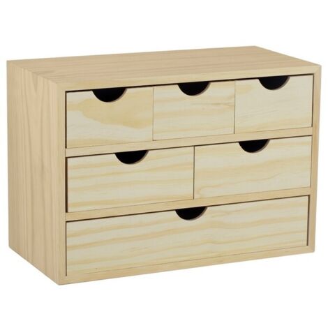 Astigarraga – Commode en bois 6 tiroirs – Dimensions 40x20x28 cm – Idéale pour rangement compact – Finition soignée pour intérieur moderne - 40X20X28h