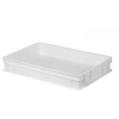 Mobil Plastic – Boîte de rangement rectangulaire 60x40x10 cm – Polyéthylène haute densité – Fond fermé – Couleur blanche (1/2)