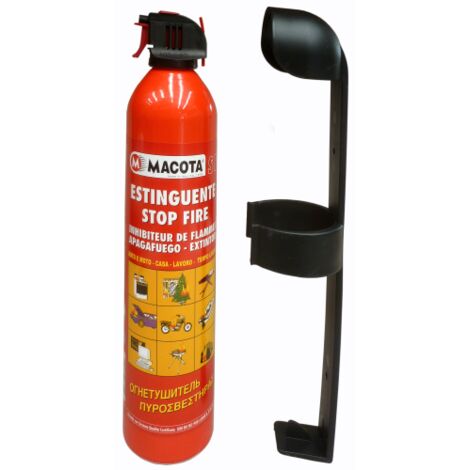 Extincteur Stop Fire 700 ml – Agent liquide pour feux classes A, B, C, E – Support inclus – Anticorrosif et faible impact environnemental