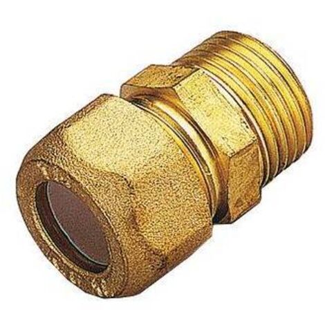 10 x RACCORDO OTTONE DIRITTO BICONO M/GAS 10X3/8