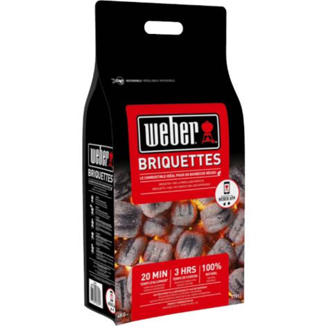 Charbon de bois Weber en bois ve'ge'tal pour grill a' briquettes 4 kg en sac de charbon de bois pour barbecues pique-nique de qualite' professionnelle