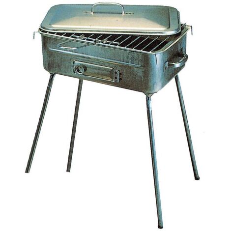 Ferramenta1.Com – Barbecue charbon de bois avec structure en tôle – Grille de cuisson large – Pour cuisson directe et indirecte – Idéal pour professionnels