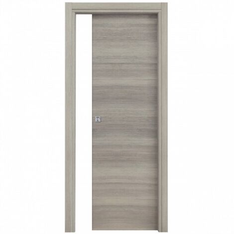 Capaldo – Porte coulissante Microtec 70x210 cm – Finition en MDF plaqué chêne gris – Anta tamburata 44 mm – Ferrures de qualité