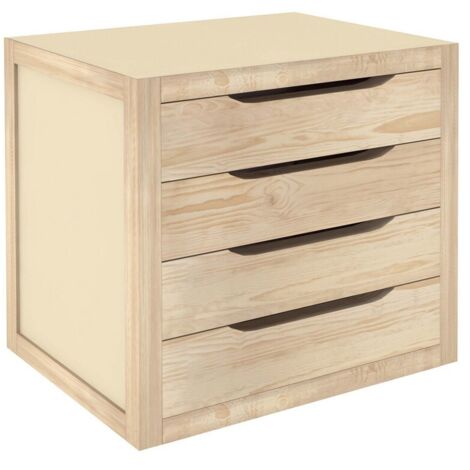 Cajonera en madera de pino con 4 cajones cm 39x30x37,5h para muebles (1/3)