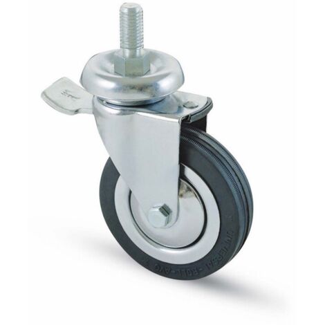 Capaldo – Roue pour matériel d'atelier avec frein – 100mm x 24mm – Charge maximale 100kg – Axe fileté tournant M14 (1/2)