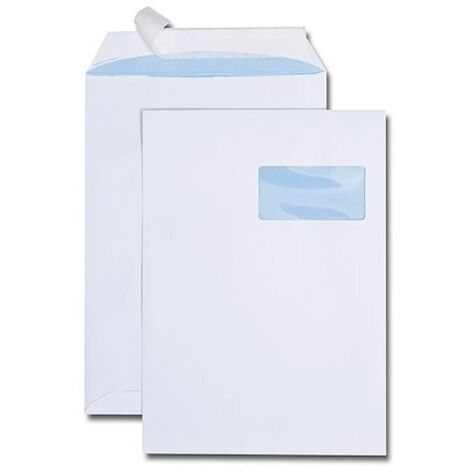 Pochette blanche 229 x 324 (C4) 100g avec fenêtre 50 x 100 - Boite de 250 (1/2)