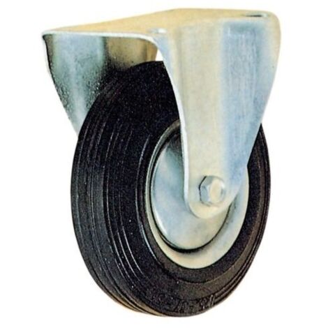 Roue industrielle de haute qualité en caoutchouc avec roulement à rouleaux, taille 100 mm, plaque fixe et capacité de charge maximale de 70 kg. (1/2)