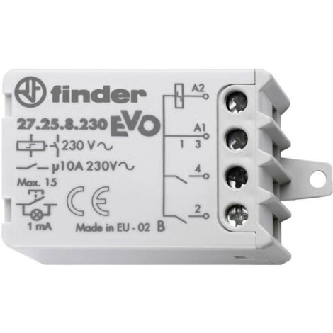 Finder – Relè électromécanique à impulsion 10A – Bobine AC – Contacts sans cadmium – Montage à panneau – Modèle 27.25