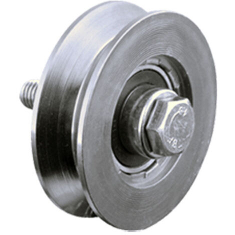 EAC – Roue de portail coulissant Ø80mm – 1 roulement à billes – Gorge V en acier galvanisé – Durabilité optimale pour portes coulissantes