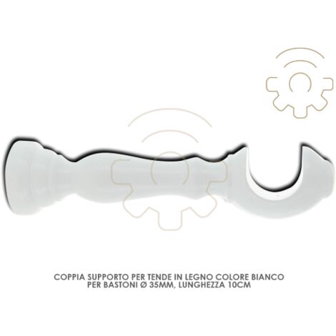 SUPPORTO LEGNO P/BASTONE BIANCO 10 CM 2 PZ (1/2)