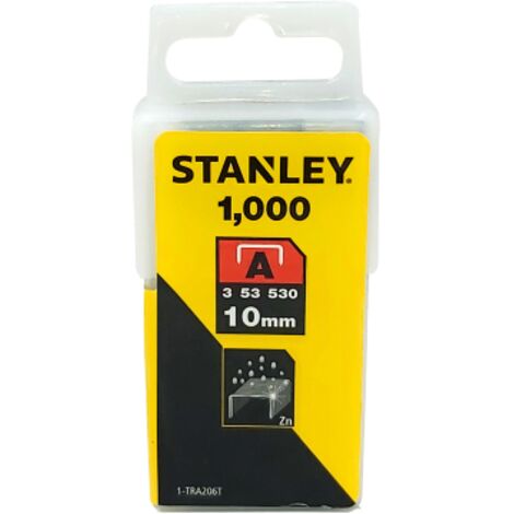 Stanley – Agrafes 10 mm – Lot de 1000 pièces – 1TRA206T – Pour agrafeuses électriques – Matériaux : bois dur et teck