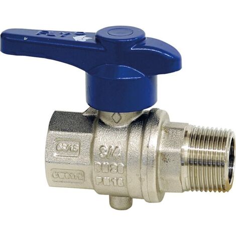 Soupape d arret en laiton 3/4" filetage femxmâle Eurofly avec regul debit+joint NBR (1/2)
