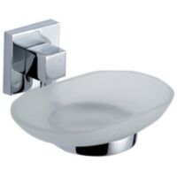 Porte-savon Porte-savon Geo en acier chrome' et verre satine'