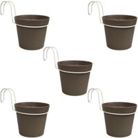 Art Plast - 5 Pots cylindriques Ø 12 cm avec Crochets, en polypropylène