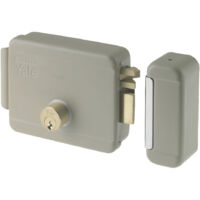 Yale – Serrure électrique à appliquer pour portails – Tension 12V – Sens de pose réversible – Finition acier galvanisé – 3 clés fournies