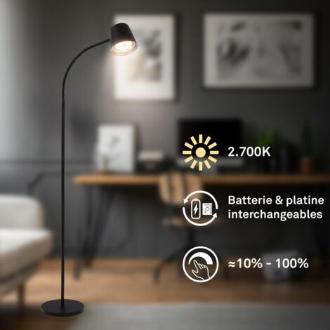Lampadaire LED Extérieur Rechargeable USB - 129 Cm, Variateur Tactile 3 Niveaux, Design Noir Moderne - IP44