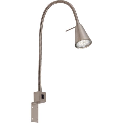 Lampe de lit LED BRILONER LEUCHTEN TUSO, 5 W, 400 lm, IP20, nickel mat,  métal, incl.