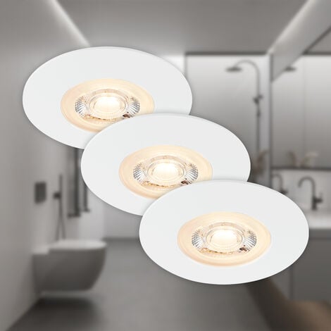 Lampe LED encastrée BRILONER LEUCHTEN KULANA, 5 W, 460 lm, IP44, blanc,  plastique, set de 3
