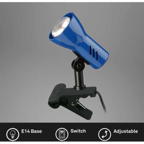 Lampe à Pince BRILONER - Design Moderne, Rotative, Culot E14 Max 8W - Blanc Chrome - 305x110x130mm