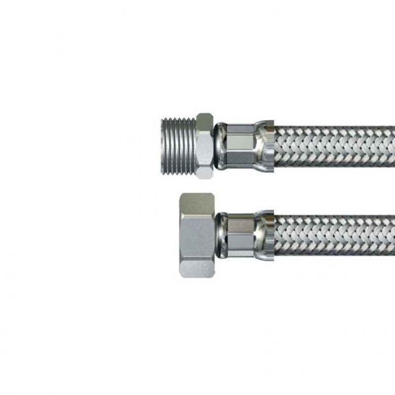 Flexible Sanitaire Inox Intér.8mm - Femelle 1/2" / Mâle 3/8" - 800mm - TAQ